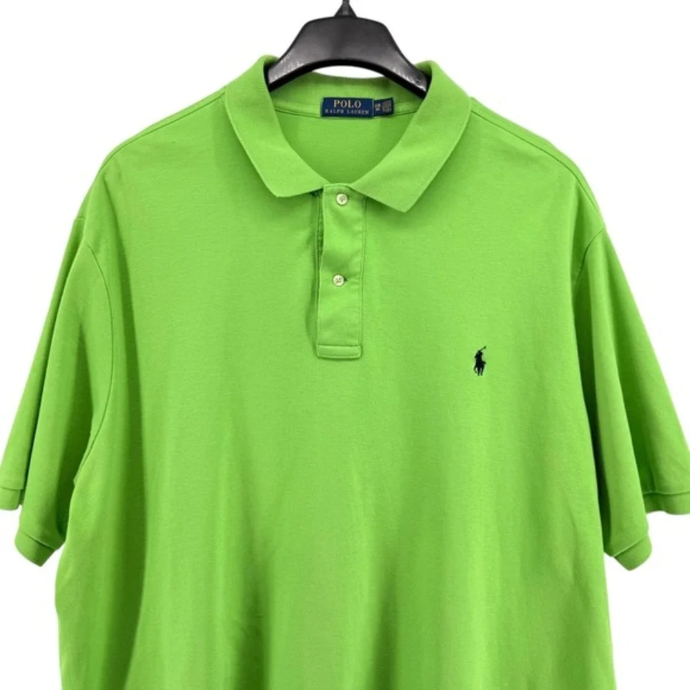 Polo Ralph Lauren Mens 3XB Pre-Owned Jersey Polo Shirt Green Pony Classic‎ Fit